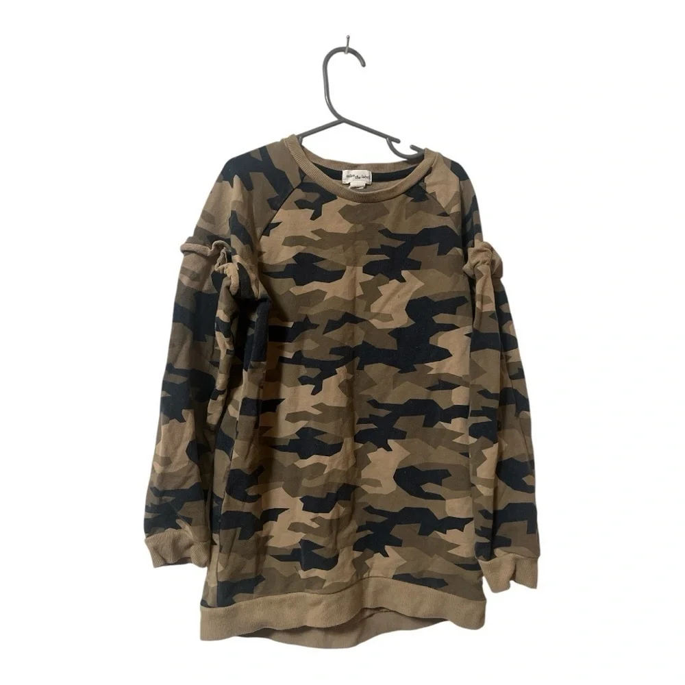 Miles the Label Camo Ruffle Sleeve Girls Pullover 8-10